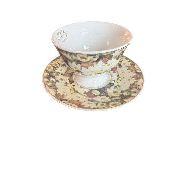 Victorian Trading Co July Teacup & Saucer Set Floral Design Bone China With Box - Picture 8 of 16